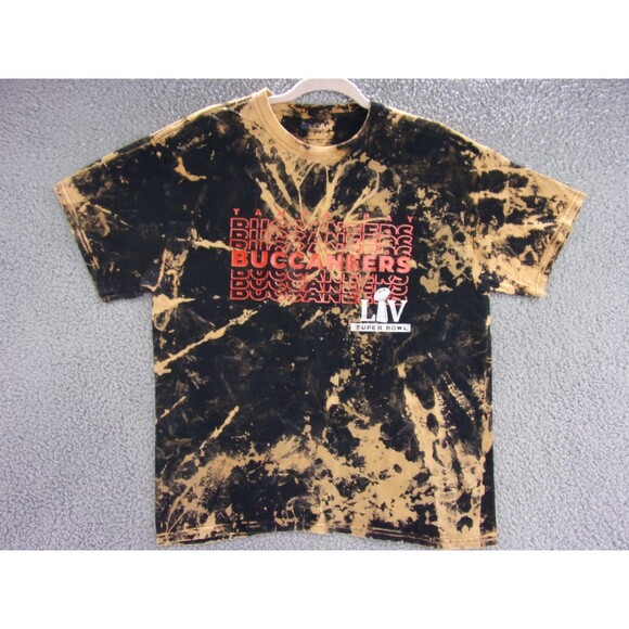 Buccaneers Super Bowl Shirt Mens Large LV Champions Black Red Tie Dye NFL - Picture 1 of 5